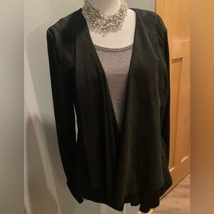 Hutch Black Waterfall Jacket L NWT Faux Suede Open Front Blazer Evening Holiday
